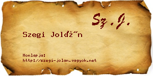 Szegi Jolán névjegykártya