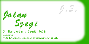 jolan szegi business card